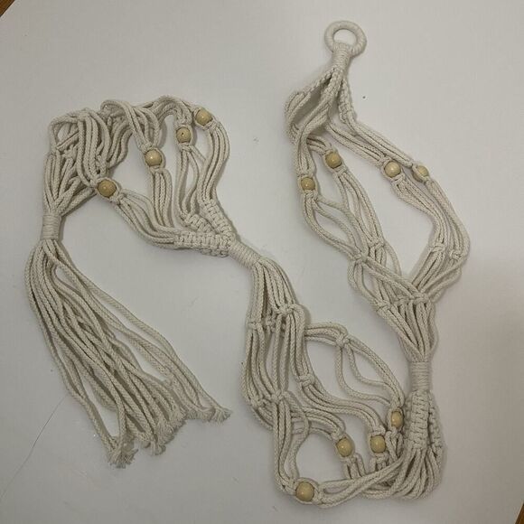 Knit woven macrame beaded tiered hanging bohemian planter - Picture 1 of 2